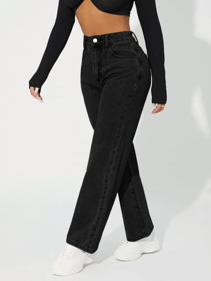 Katalena | Hög-Midja Rak-Ben Jeans För Kvinnor
