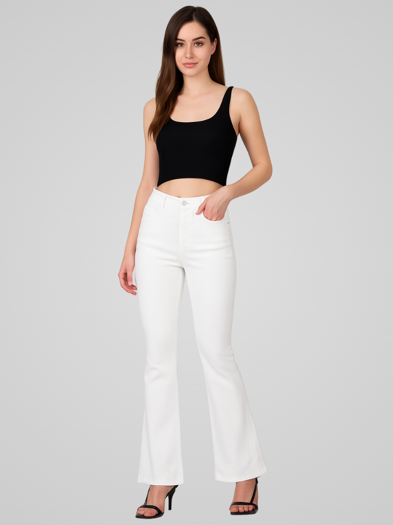 Desta | Dam Eleganta Lös-Passform Vita Vida-Ben Jeans