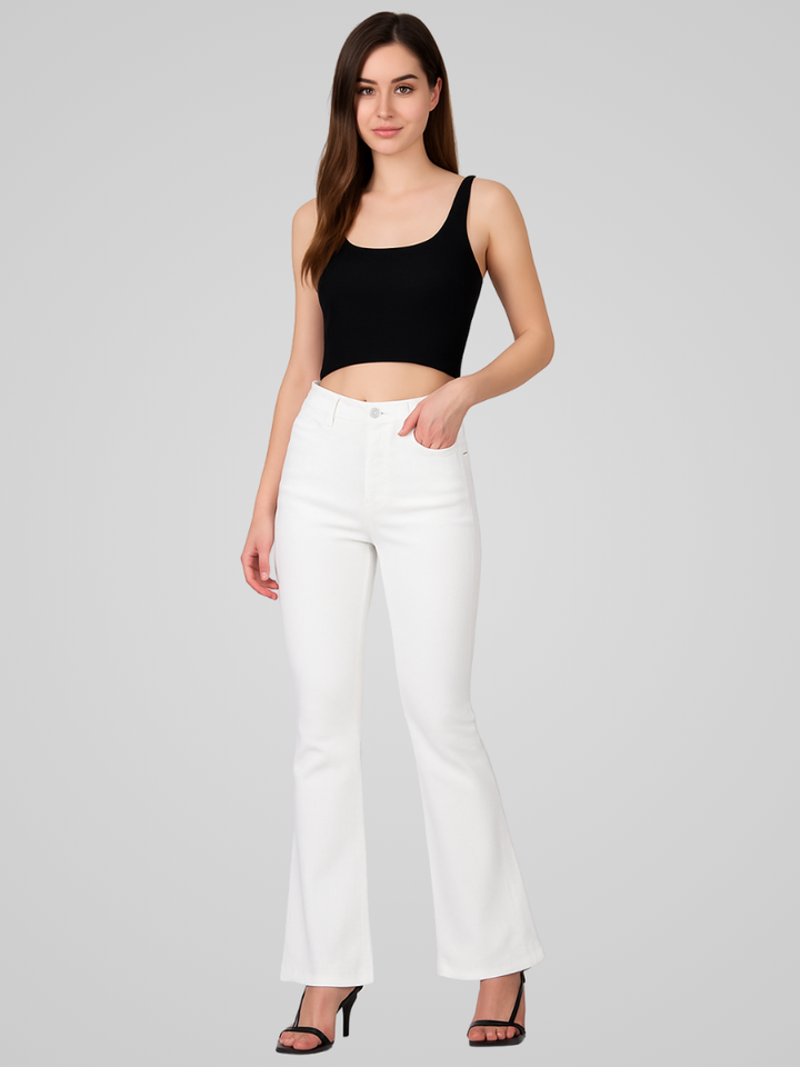 Desta | Dam Eleganta Lös-Passform Vita Vida-Ben Jeans
