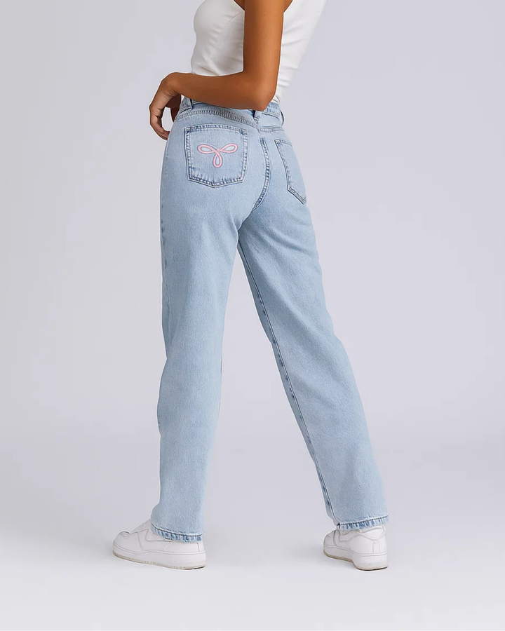 Talora | Damer Säckiga Jeans med Hög Midja