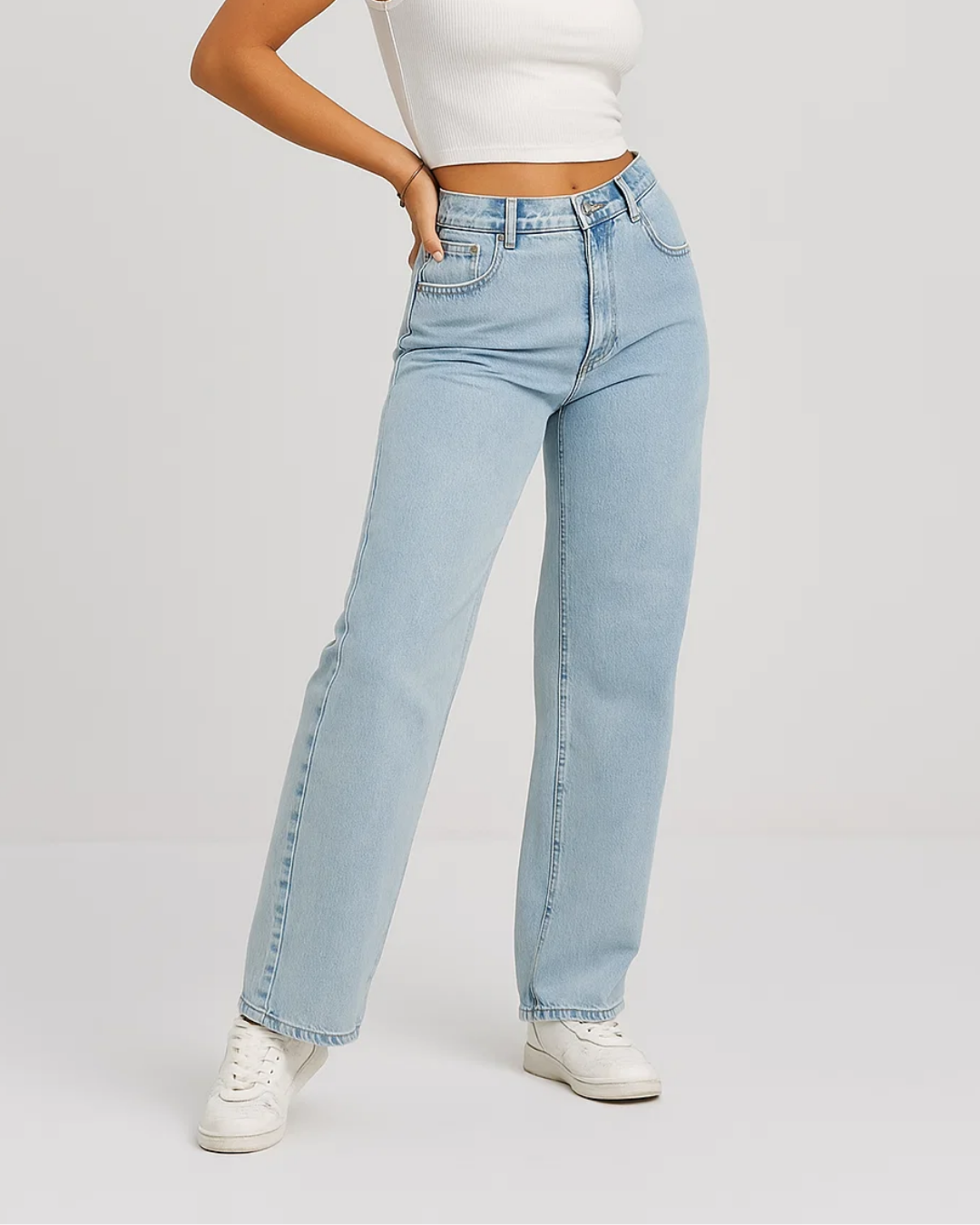 Talora | Damer Säckiga Jeans med Hög Midja