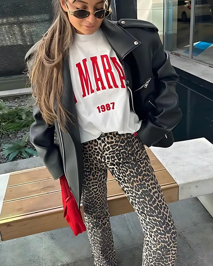 Nyelle | Dam Leopardmönster Jeans