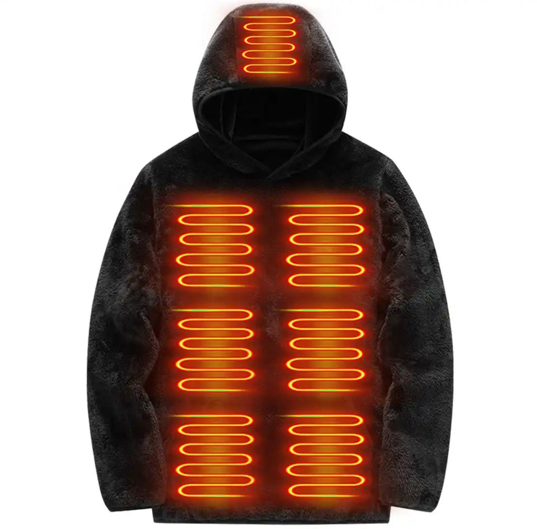 Elektrisk Uppvärmd Fleece Huvtröja | Mysig Vintertröja