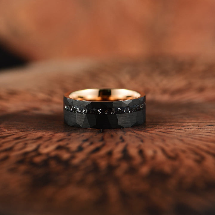 8 mm Svart Turmalin Tungstenskarbidring