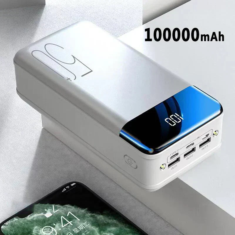 Hög-Kapacitet 100000mAh Kraftbank | Rese- och Nödutrustning