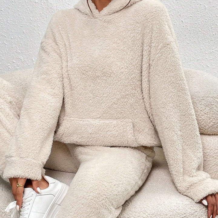 Dam 2-Delar Fleece Loungen Ställ | Mysig Huvtröja Och Joggingbyxor
