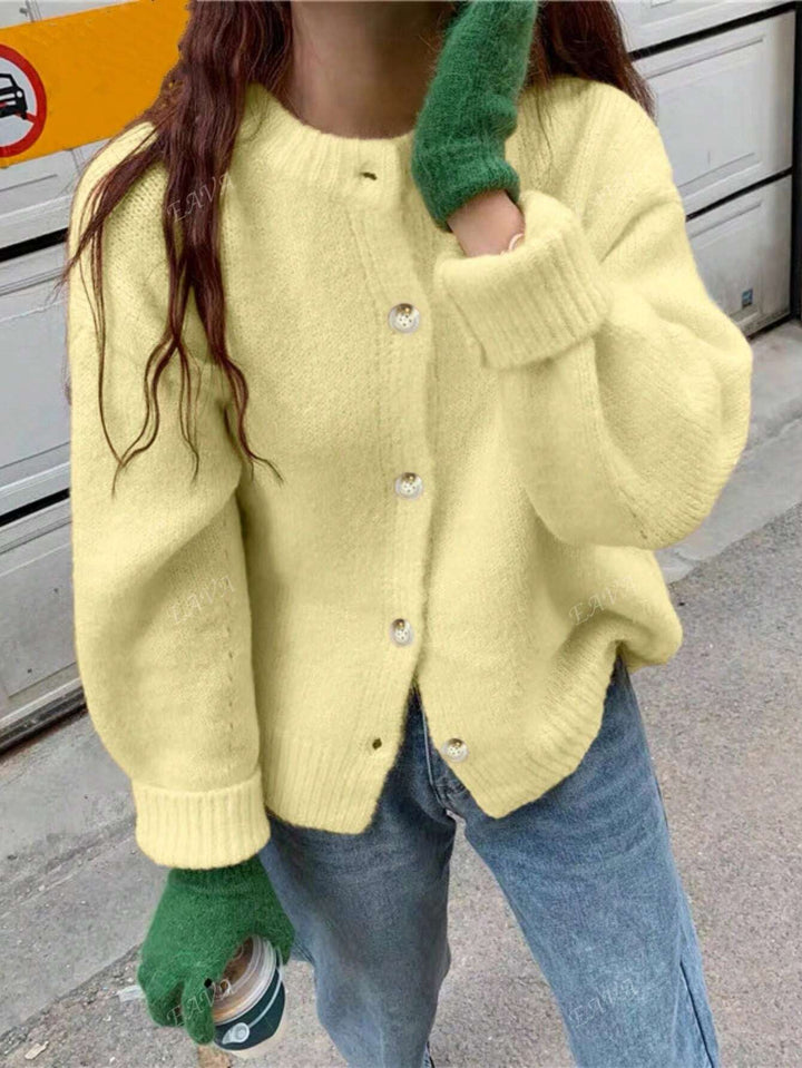 Mysig Knappfront Sticka Tröja | Kashmir Stil