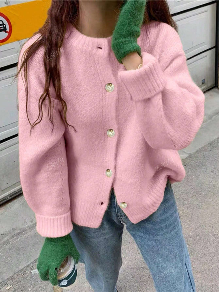 Mysig Knappfront Sticka Tröja | Kashmir Stil