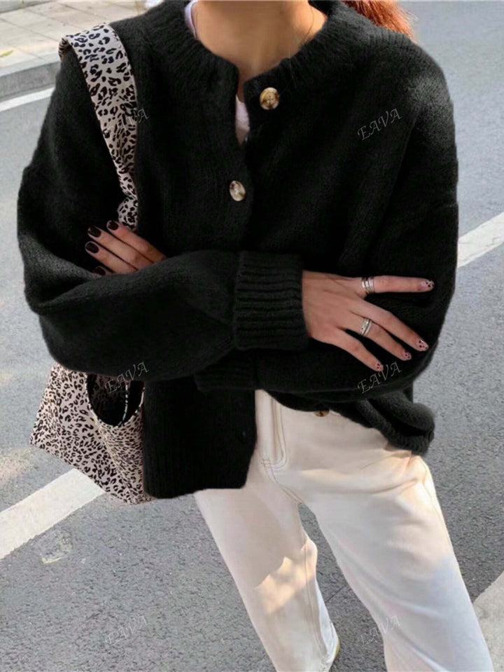 Mysig Knappfront Sticka Tröja | Kashmir Stil