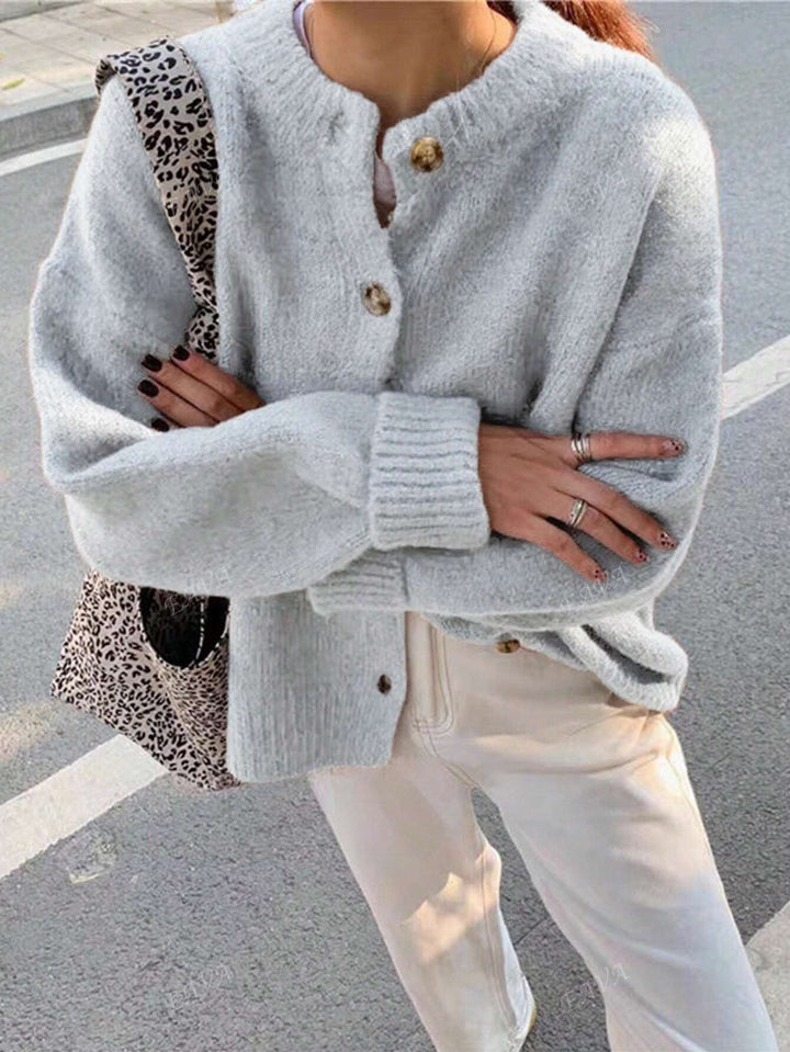 Mysig Knappfront Sticka Tröja | Kashmir Stil