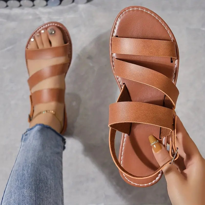 Dahlia | Platta Romerska Sandaler Med Ankell Rem För Kvinnor