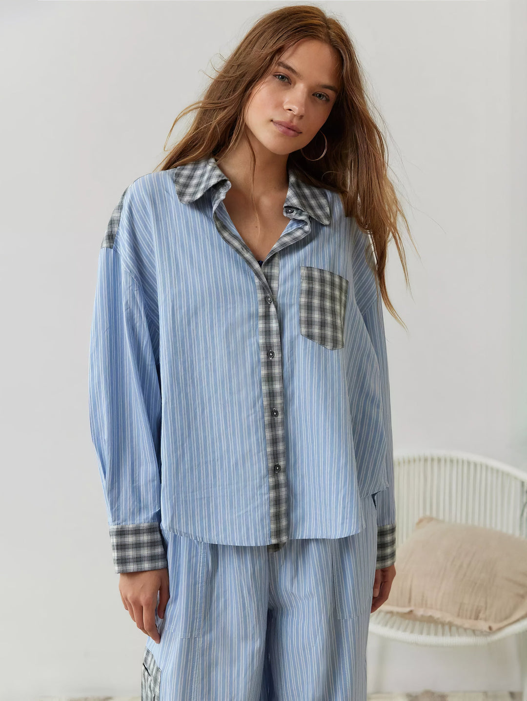 Piper | Dam Bekväm Lös Passform Rutig Pyjamasset