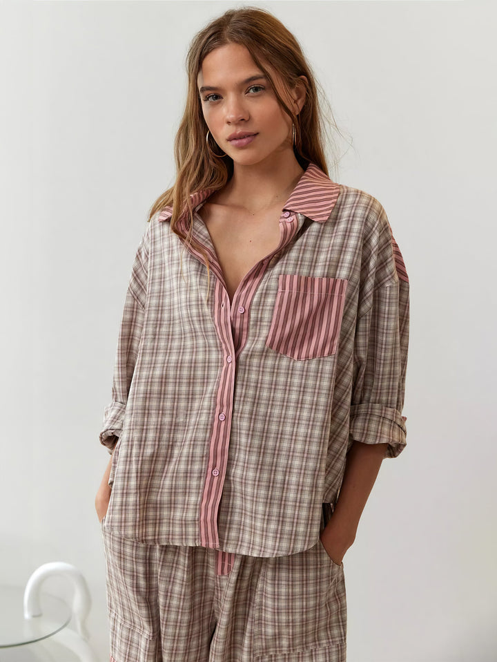 Piper | Dam Bekväm Lös Passform Rutig Pyjamasset