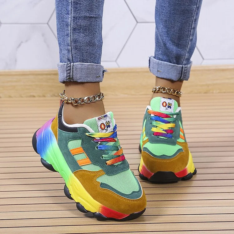 Ortopediska Regnbågssneakers för Kvinnor | Mjuka och Andningsaktiva