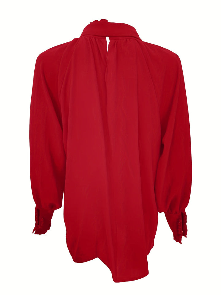 Dam Eleganta Blus Med Slips Hals