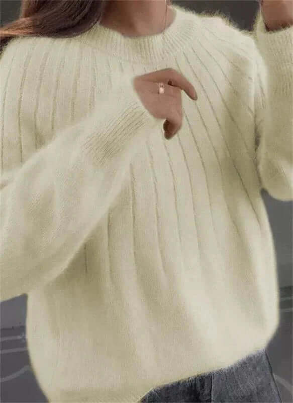Dam Fluffig Kashmir Liknande Stickad Tröja