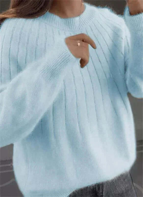 Dam Fluffig Kashmir Liknande Stickad Tröja