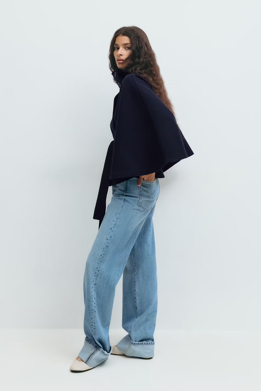 Dam Hög-Krage Bälte Kappa | Eleganta Vinter Overfrakke