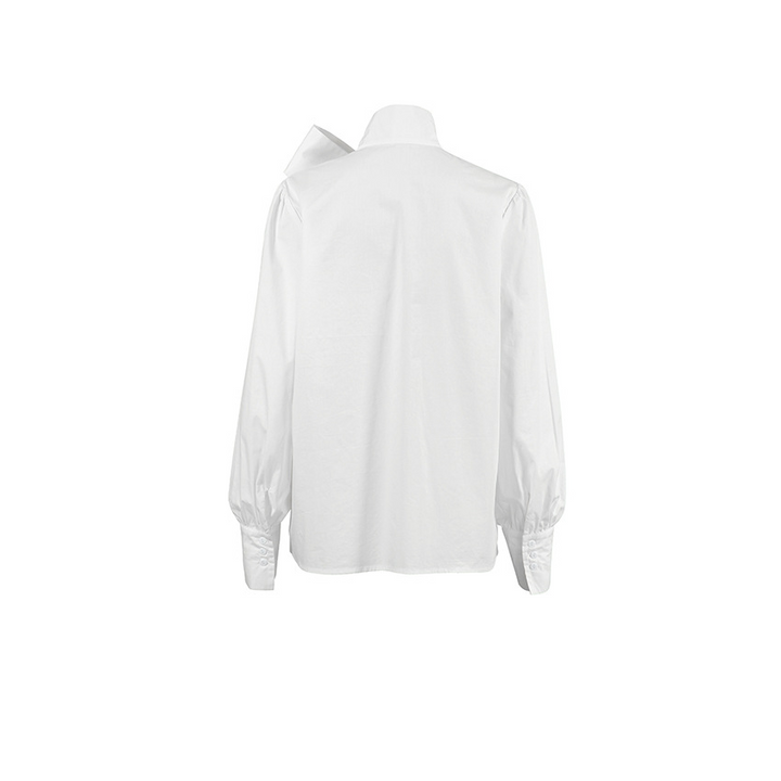 Dam Vit Blus | Eleganta Båge Knyt Hals och Tidlös Stil