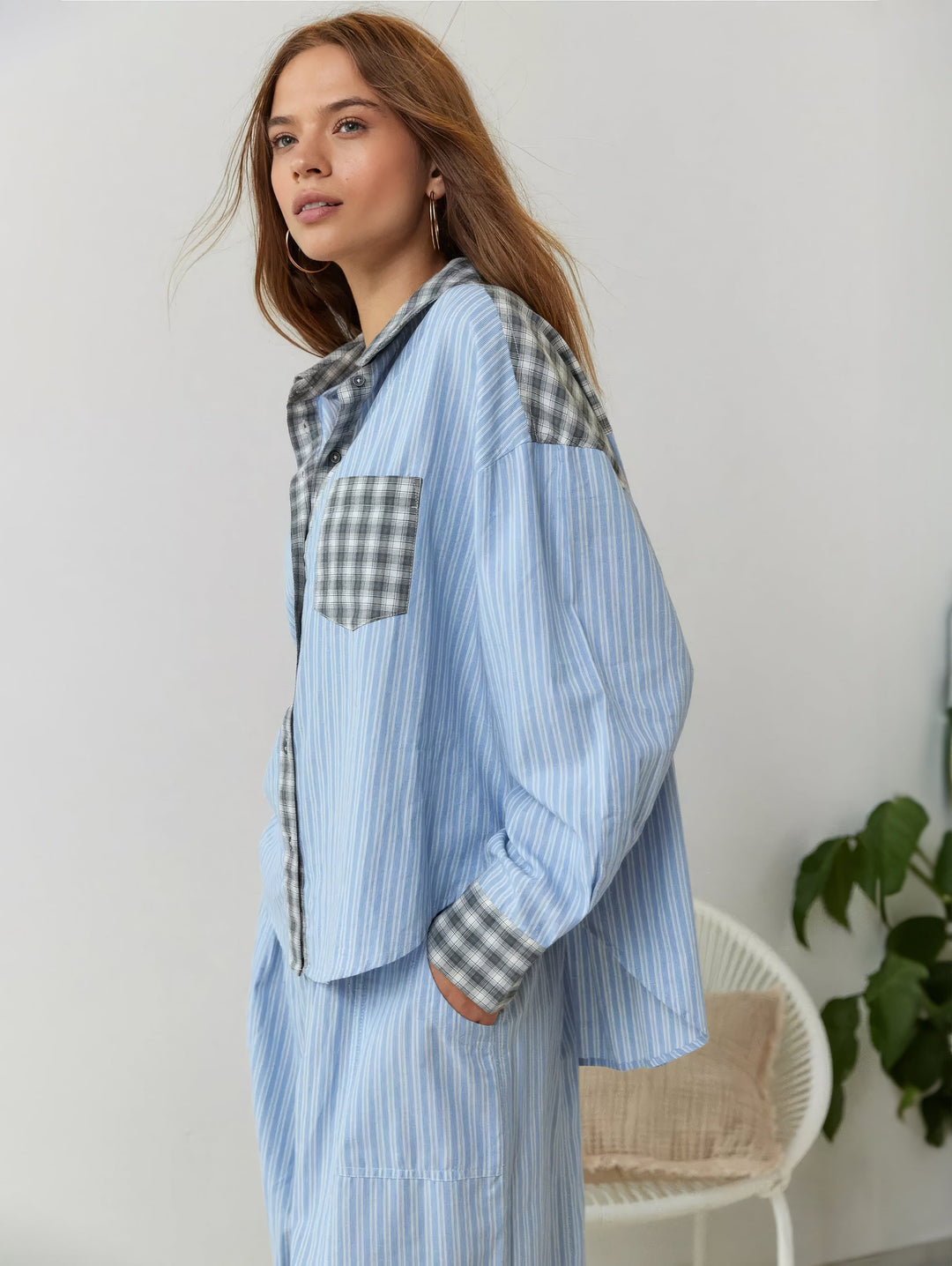 Piper | Dam Bekväm Lös Passform Rutig Pyjamasset