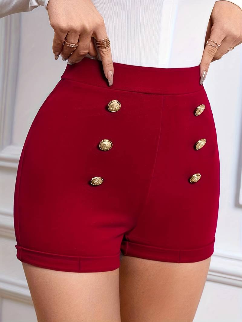 Alethea | Snygga Damer Sommarshorts med Dekorativa Knappar