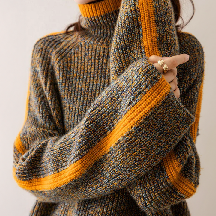 Stickad Turtleneck-Tröja För Kvinnor