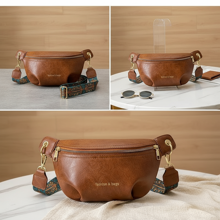 Dam Trendiga Läder Stil Midjeväskor Med Bred Rem