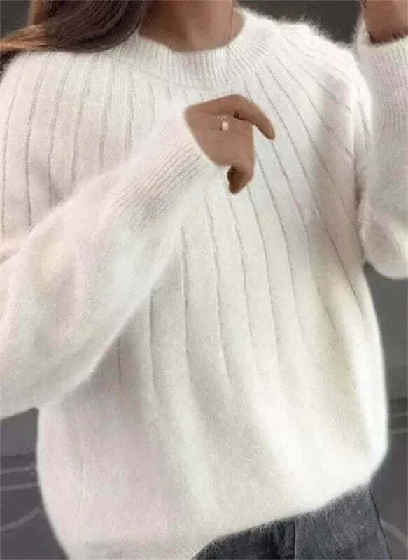 Dam Fluffig Kashmir Liknande Stickad Tröja