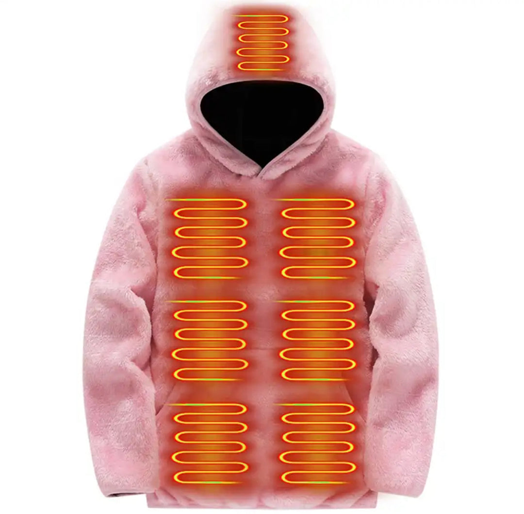 Elektrisk Uppvärmd Fleece Huvtröja | Mysig Vintertröja