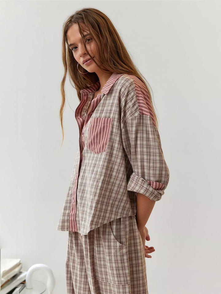 Piper | Dam Bekväm Lös Passform Rutig Pyjamasset