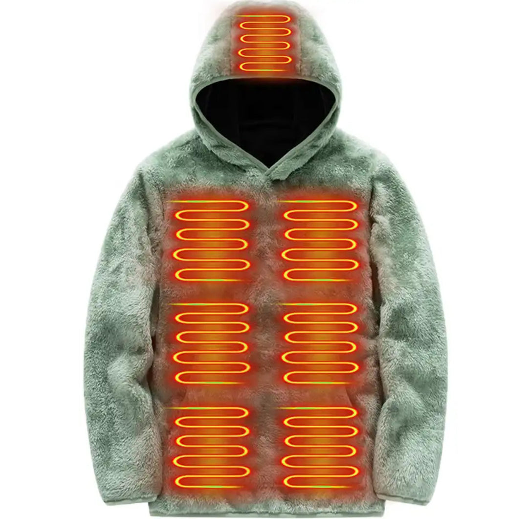 Elektrisk Uppvärmd Fleece Huvtröja | Mysig Vintertröja