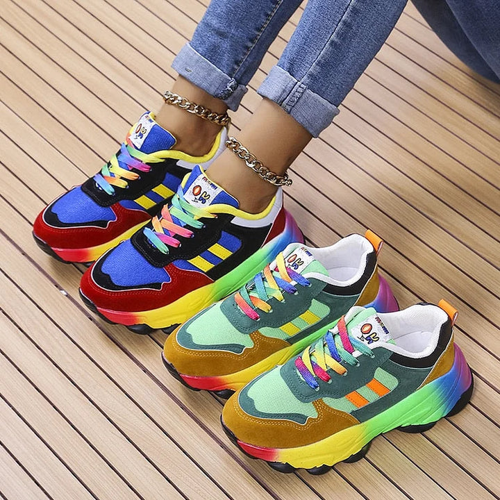 Ortopediska Regnbågssneakers för Kvinnor | Mjuka och Andningsaktiva