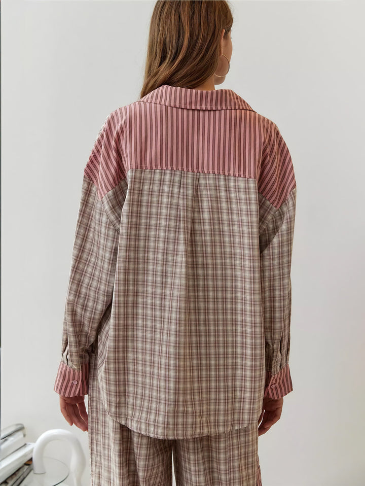 Piper | Dam Bekväm Lös Passform Rutig Pyjamasset