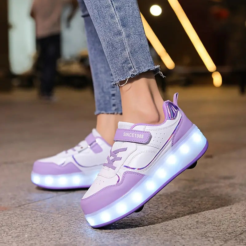 Hjul Skridsko Rullskor | Populära Sneakers med Hjul och LED-Lampor för Barn