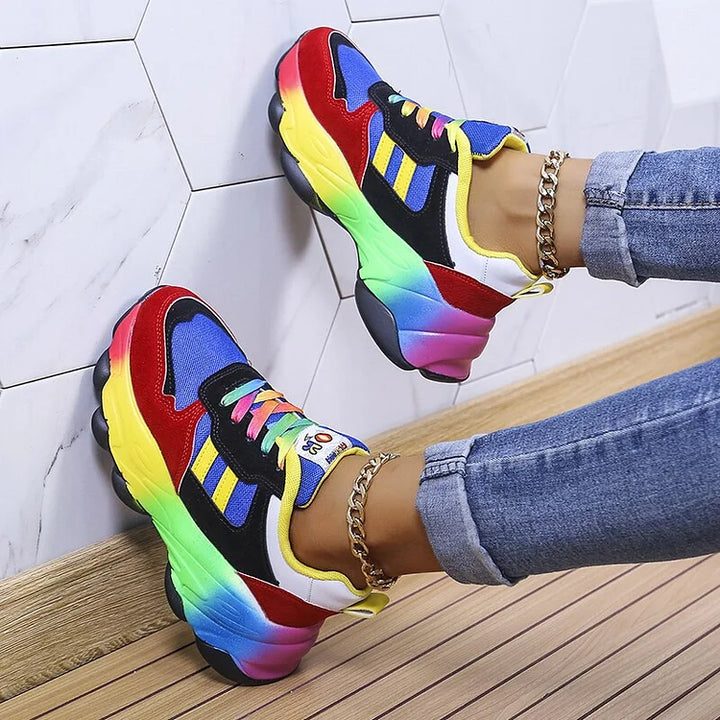 Ortopediska Regnbågssneakers för Kvinnor | Mjuka och Andningsaktiva