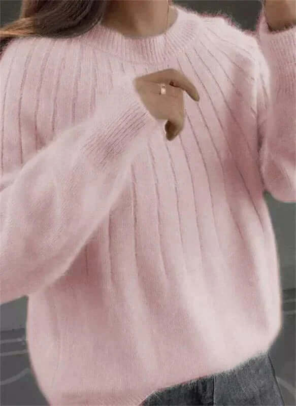 Dam Fluffig Kashmir Liknande Stickad Tröja