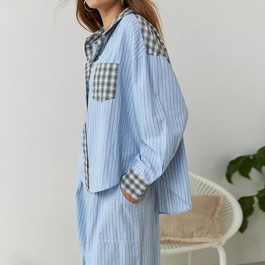 Piper | Dam Bekväm Lös Passform Rutig Pyjamasset
