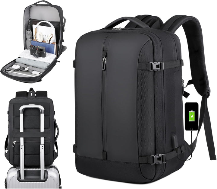 40L Expanderbar Vattentät Reseryggsäck | USB-Port och Fack för 17" Bärbar Dator