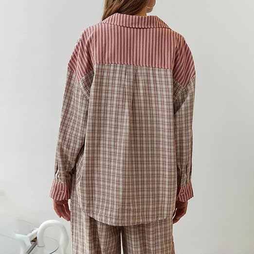 Piper | Dam Bekväm Lös Passform Rutig Pyjamasset