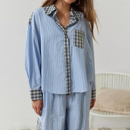 Piper | Dam Bekväm Lös Passform Rutig Pyjamasset