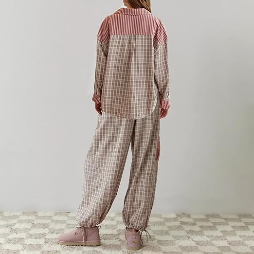 Piper | Dam Bekväm Lös Passform Rutig Pyjamasset