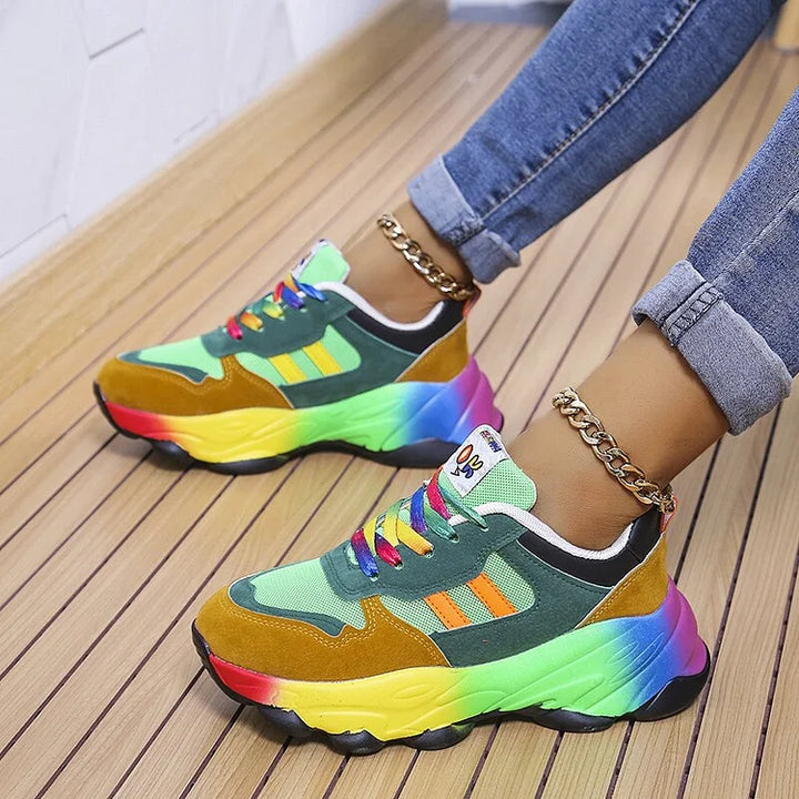 Ortopediska Regnbågssneakers för Kvinnor | Mjuka och Andningsaktiva