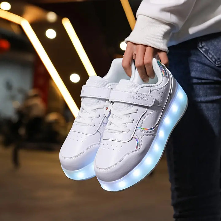 Hjul Skridsko Rullskor | Populära Sneakers med Hjul och LED-Lampor för Barn