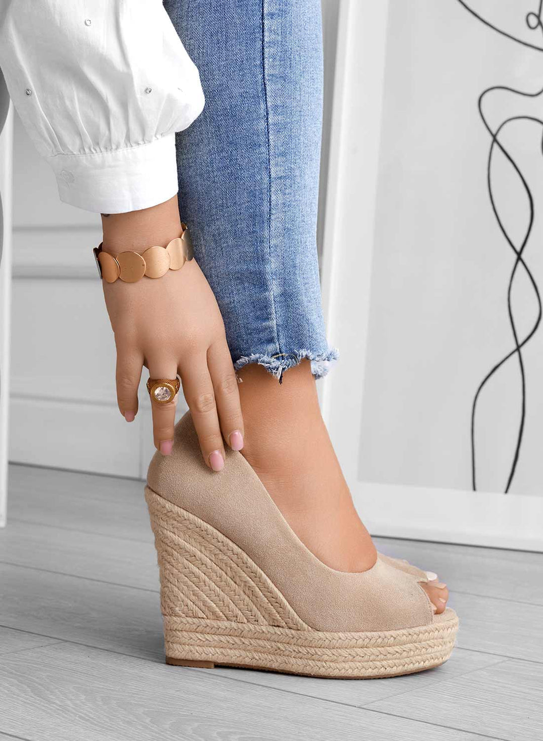 Azura | Dam Mocka Espadrille Kil Sandaler