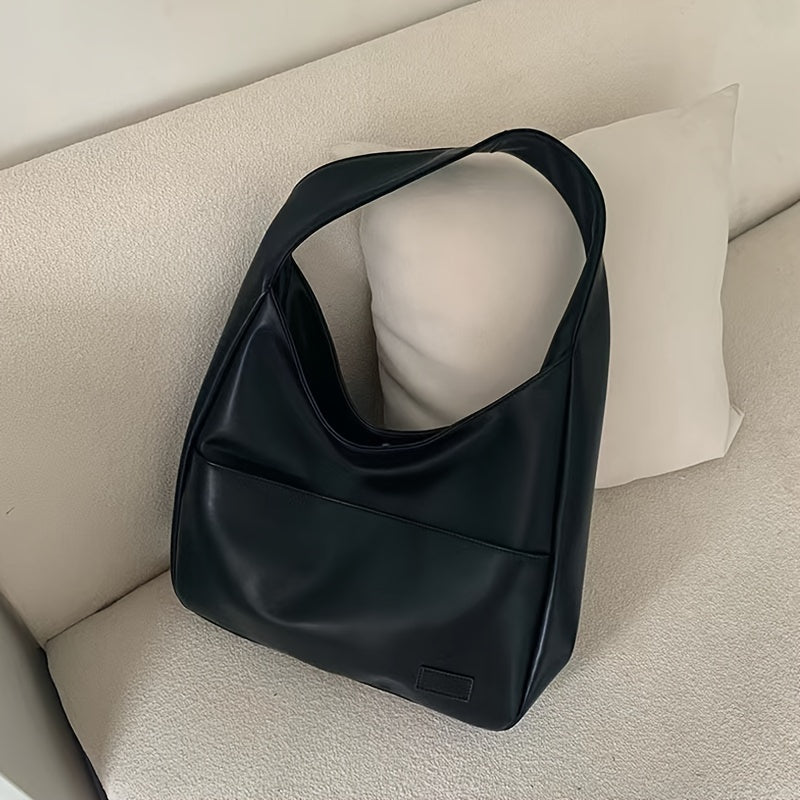 Minimalistisk Svart Läder Hoboväska | Vardags Chic