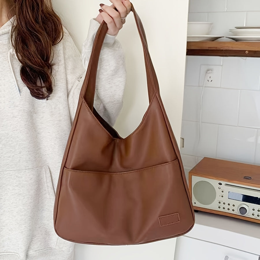 Minimalistisk Svart Läder Hoboväska | Vardags Chic