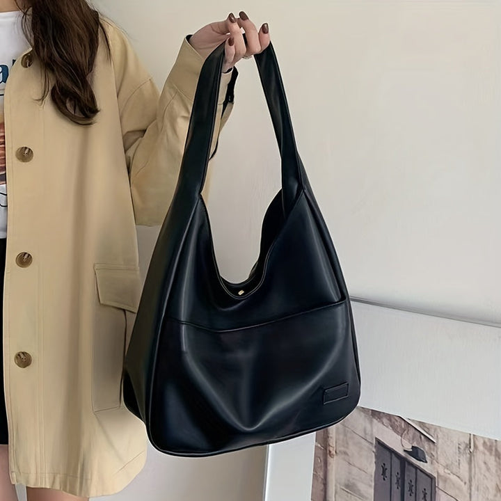 Minimalistisk Svart Läder Hoboväska | Vardags Chic