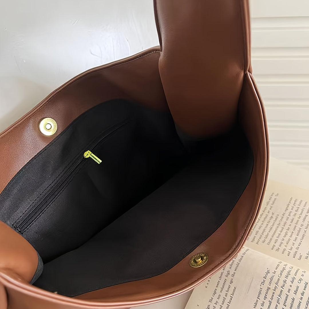 Minimalistisk Svart Läder Hoboväska | Vardags Chic