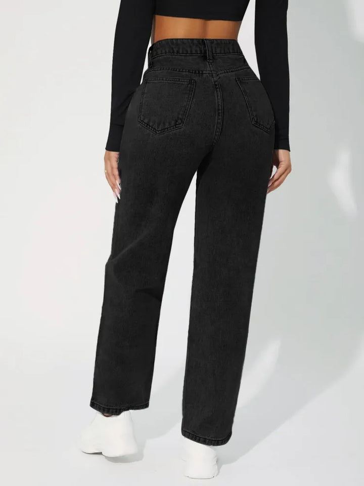 Katalena | Hög-Midja Rak-Ben Jeans För Kvinnor