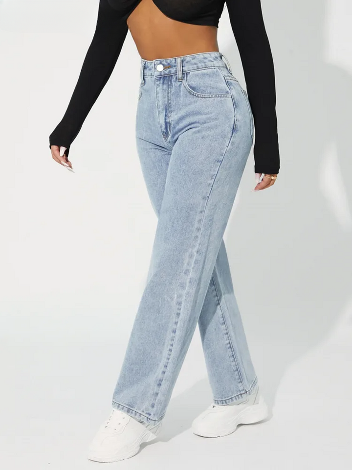 Katalena | Hög-Midja Rak-Ben Jeans För Kvinnor
